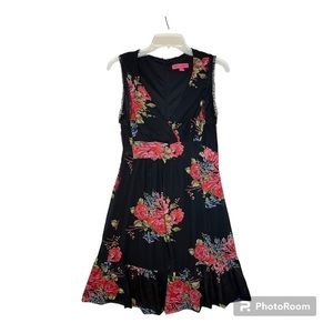 Betsy Johnson Black Floral Dress, Size 10